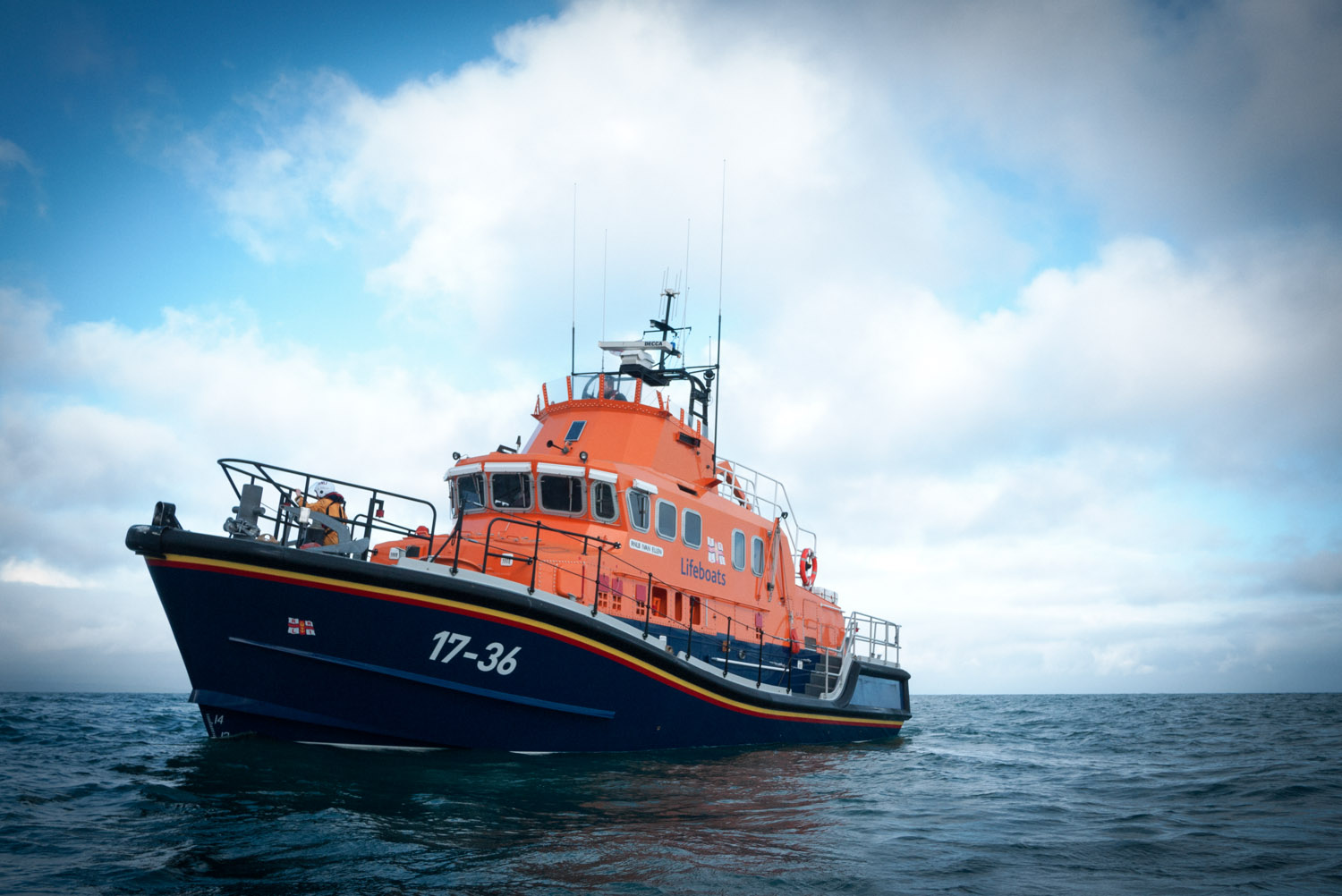 at 17m the Severn class boat is the largest operated by the RNLI. With 2,500Hp she's a powerful beast.