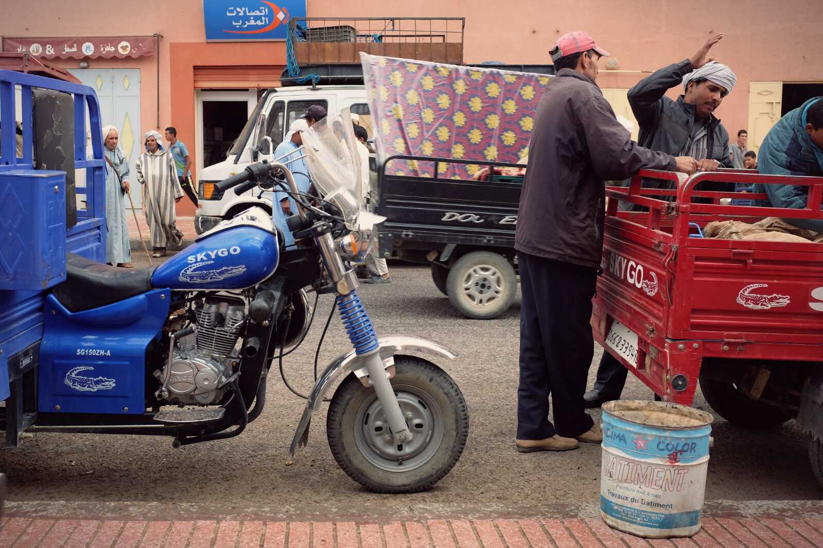 There are also a number of these 3-wheeled motorcycle pickups which are quite neat.