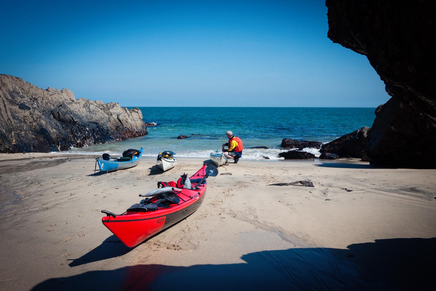 a lunch stop on a small patch of sand below Pendeen Watch