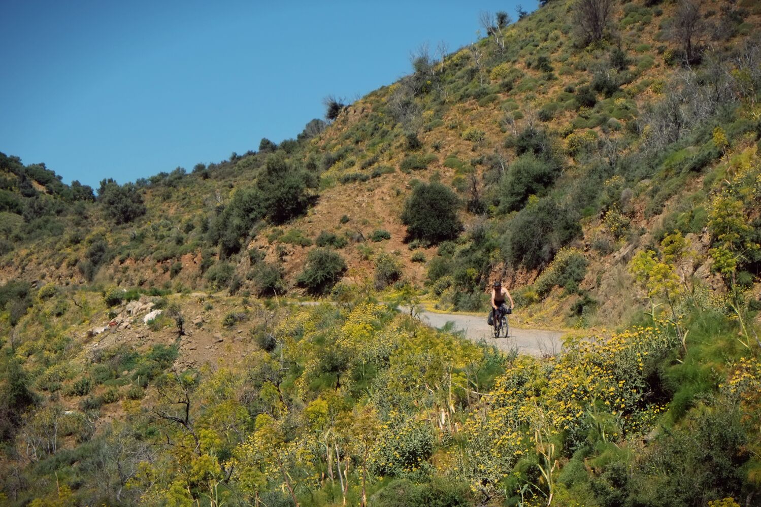 From Foufouras a long dirt road descent to the coast at the little harbour town of Kokkinos Pyrgos..