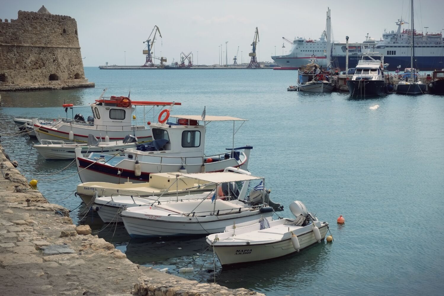 Not having spent any time in Heraklion itself we decided to ride through the city center to have a look at the port (about all there is of interest).. the sun was high and light horrible but I took pics anyway...