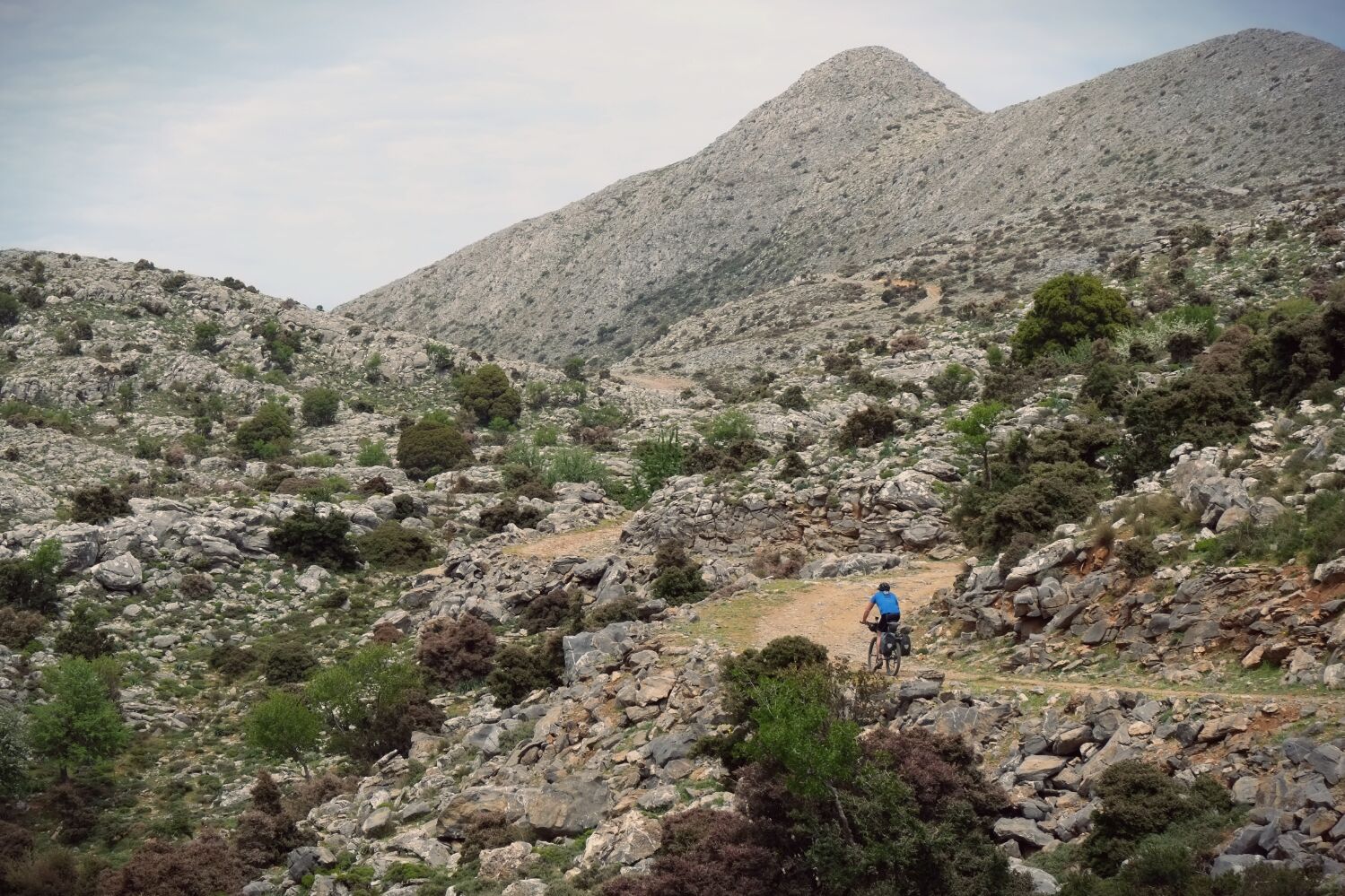 Still going up. This track forms part of the E4 hiking trail which runs all the way from Spain to Greece, including Crete.