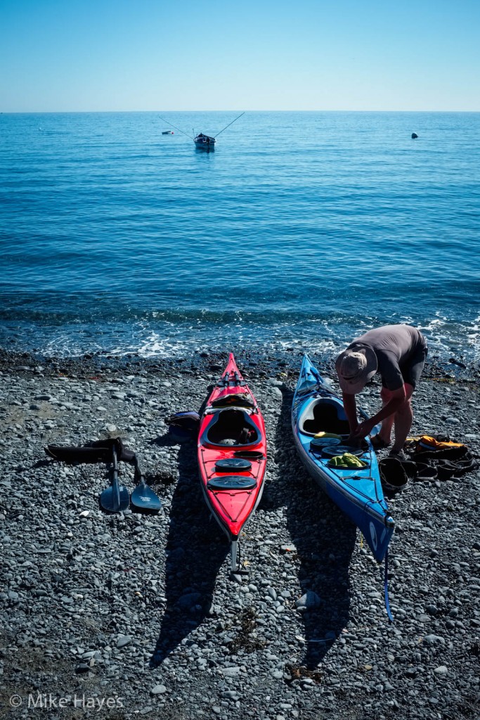 sea kayaks at Porthoustock