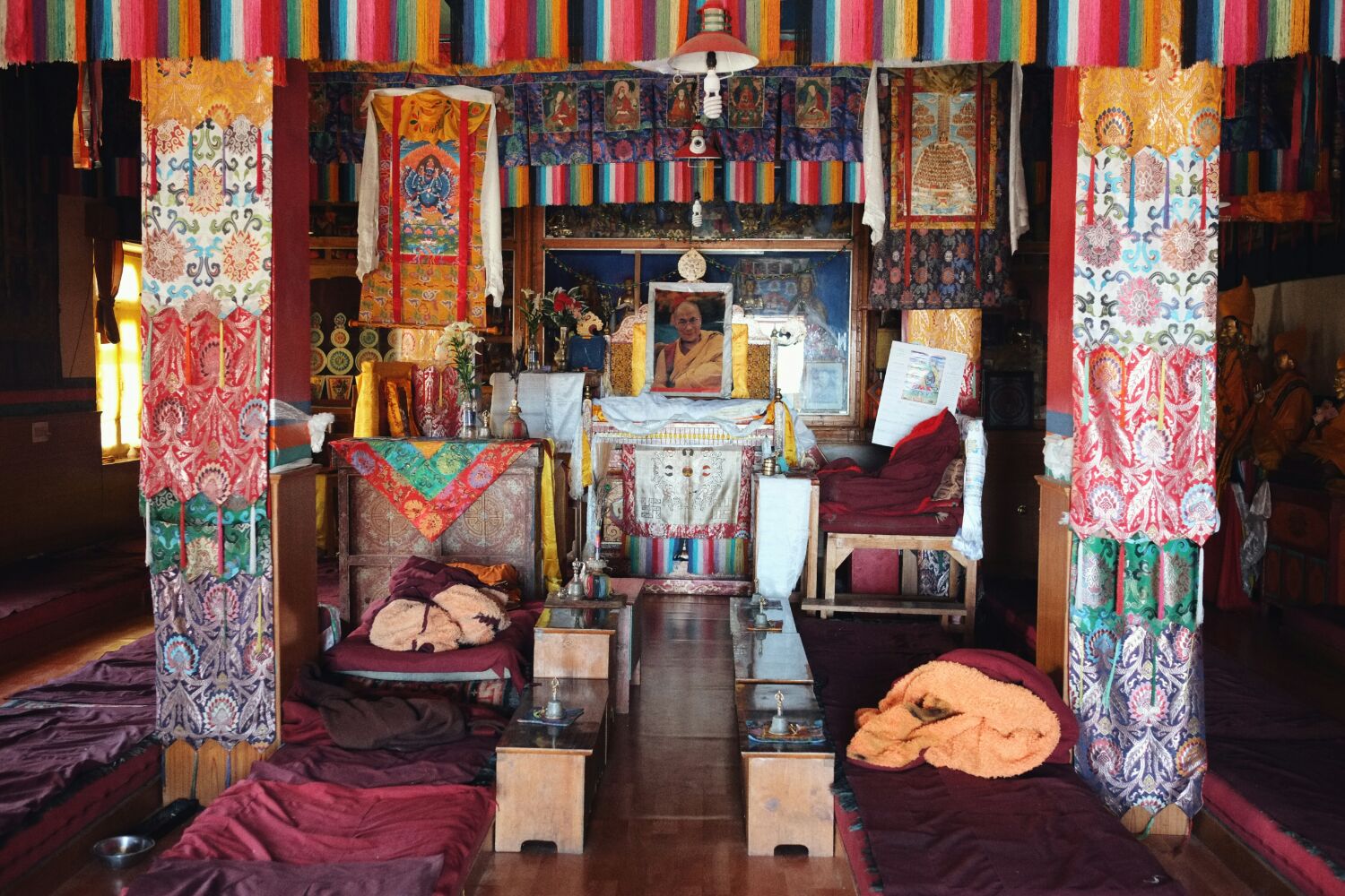 Ki Gompa. Every gompa has a room dedicated to the Dalai Lama. In many photographs are not permitted but here I was told I could take a photo. A picture doesn't really do the atmosphere justice at all.