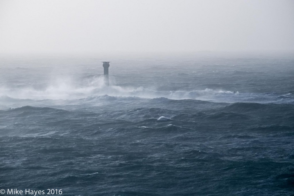 The Longships Light and Reef... Breaking waves were, at times, obscuring the top of the light completely.