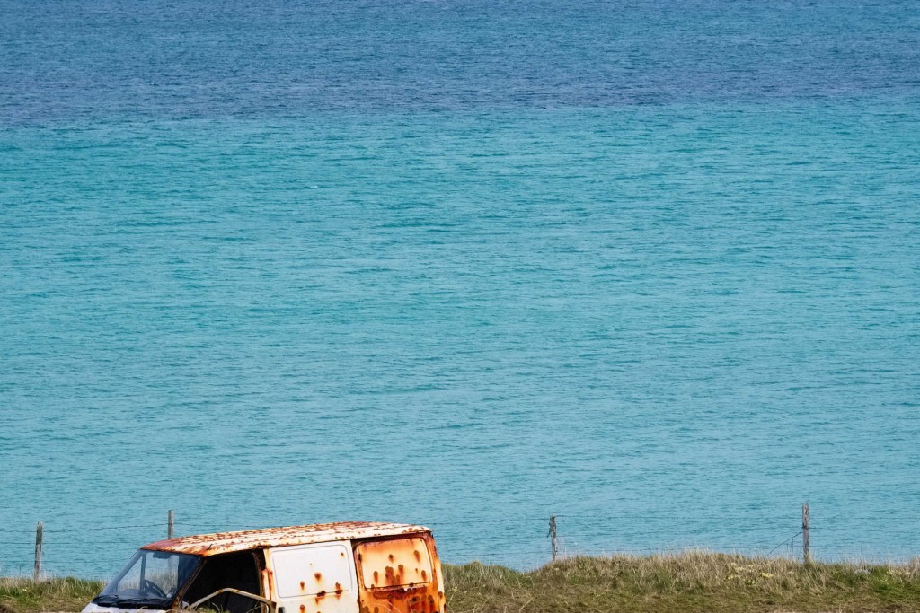 The island has a palette that is very much governed by the tones in the ocean.. this van probably a bit past it, the atmosphere is quite corrosive being salt-laden.