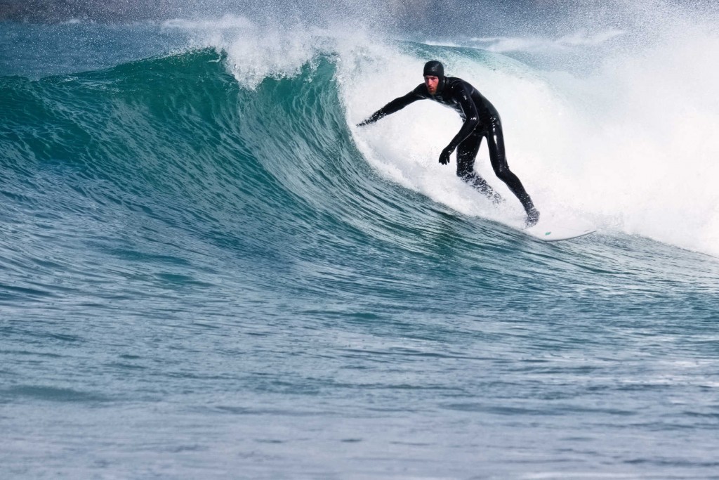 Tony, riding a board he shaped himself.