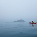 sea kayaker in Mounts Bay with St Michael's Mount