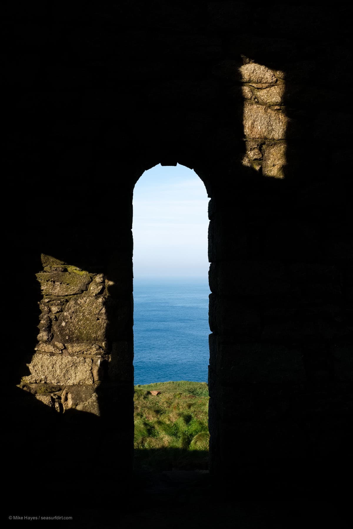 cornish min engine house window, looking out to sea