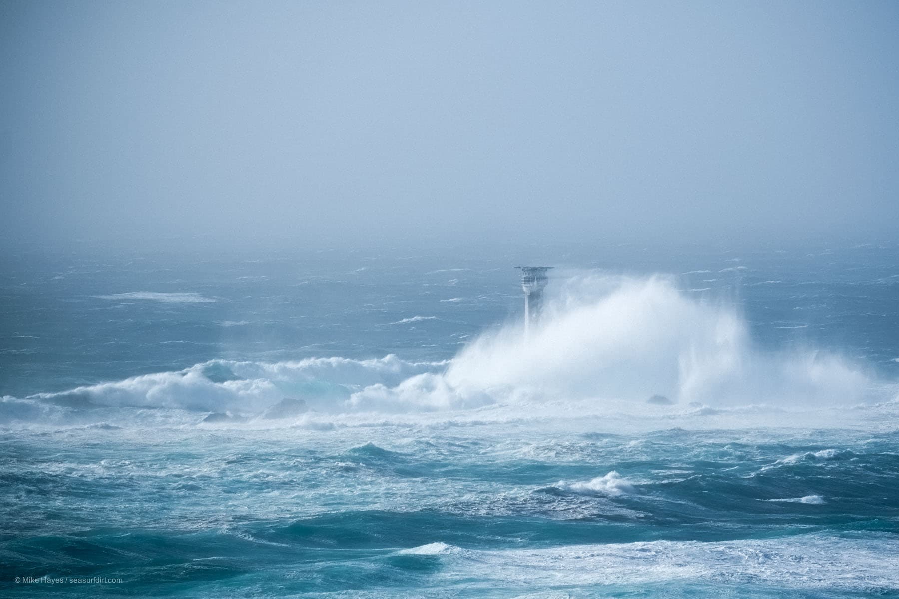 Longships Lighthouse in a storm