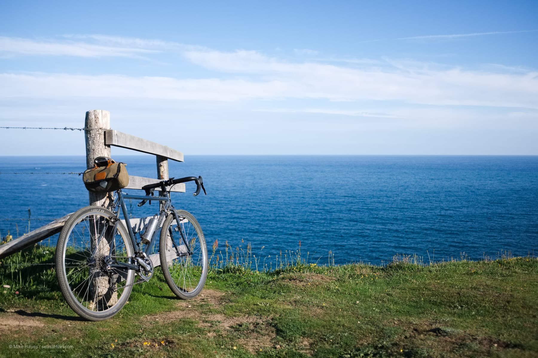 my Surly Cross Check parked on a cliff edge